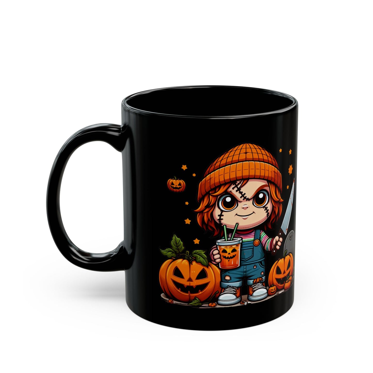 Little Chucky Halloween Black Mug (11oz)