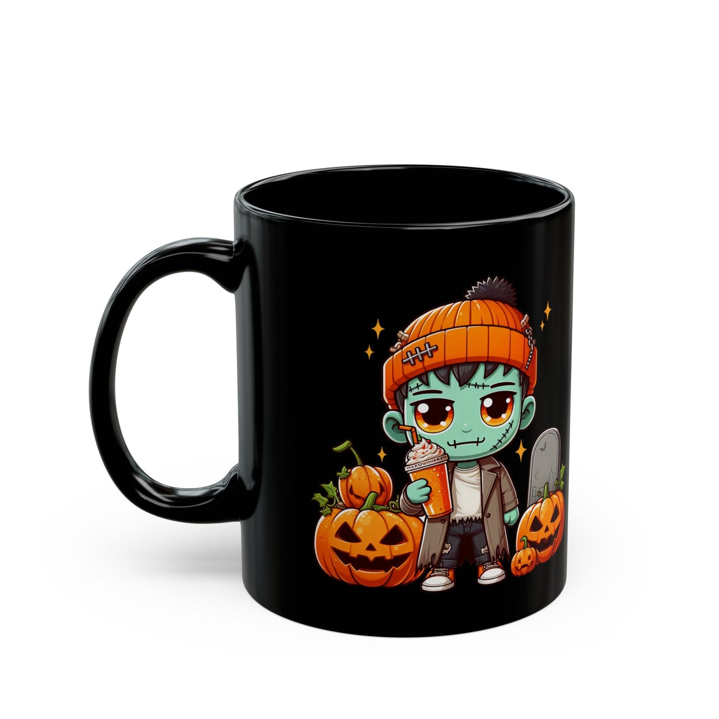 Little Frankenstein Halloween Black Mug (11oz)