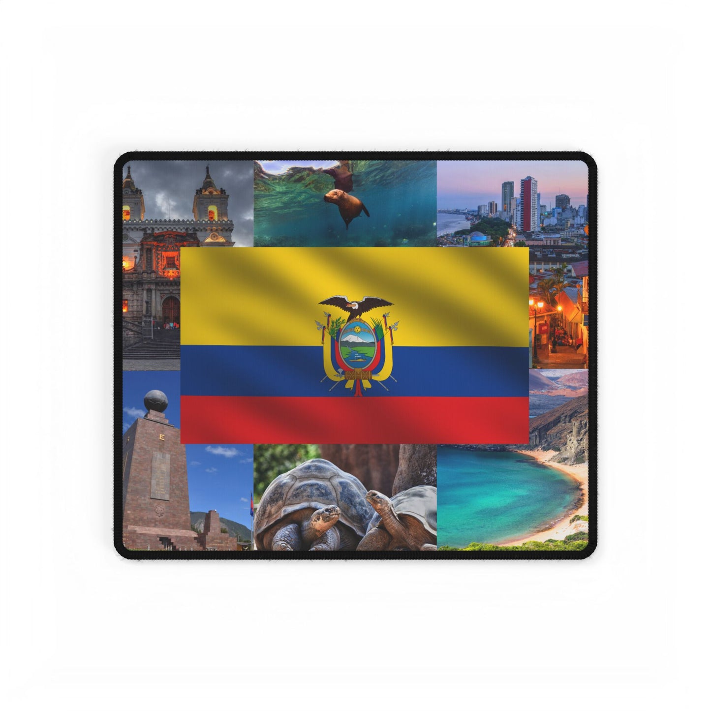 Ecuador Flag & Attractions PC Mouse Pad: Celebrate Ecuador in Style