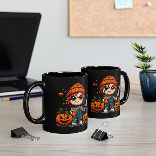 Little Chucky Halloween Black Mug (11oz)