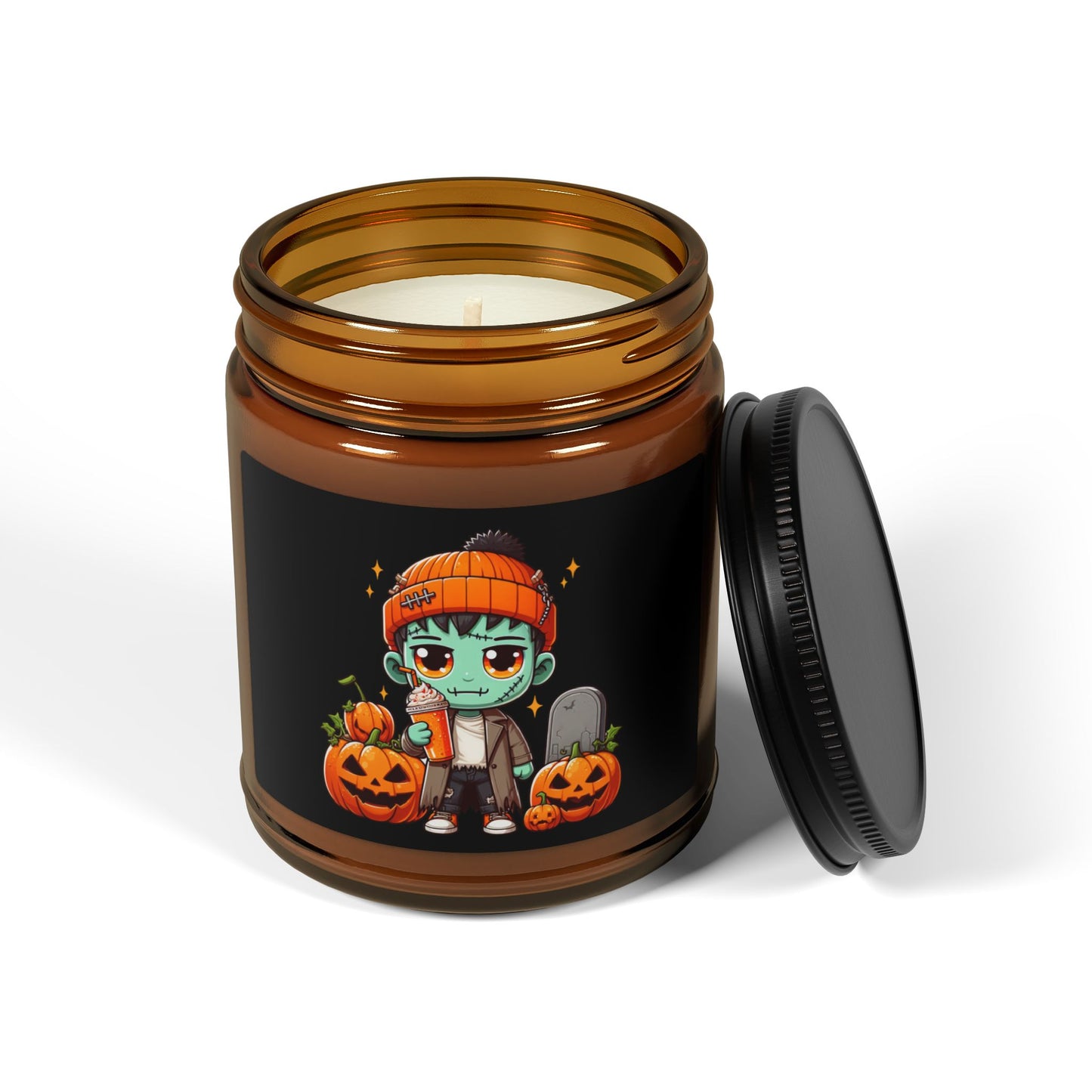 Frankenstein Scented Soy Candle (Multi-Size, Amber Jar)